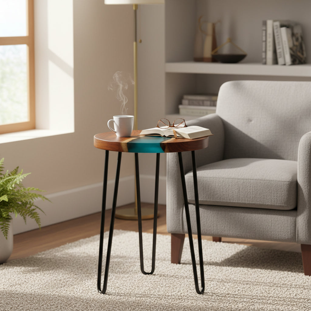 Tavolino con resina epossidica