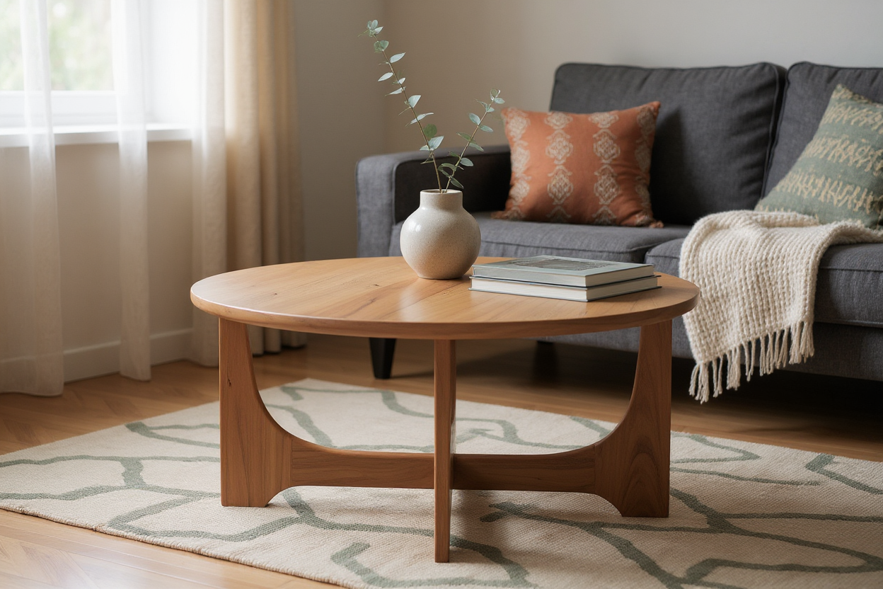 Massivholz Couchtisch rund, 80 cm