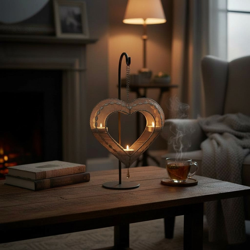 Teelichthänger Drahtherz - Metall Teelichthalter