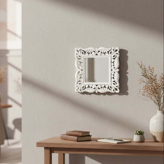 Wandspiegel mit Holzrahmen - Dekorativer Spiegel geschwungen