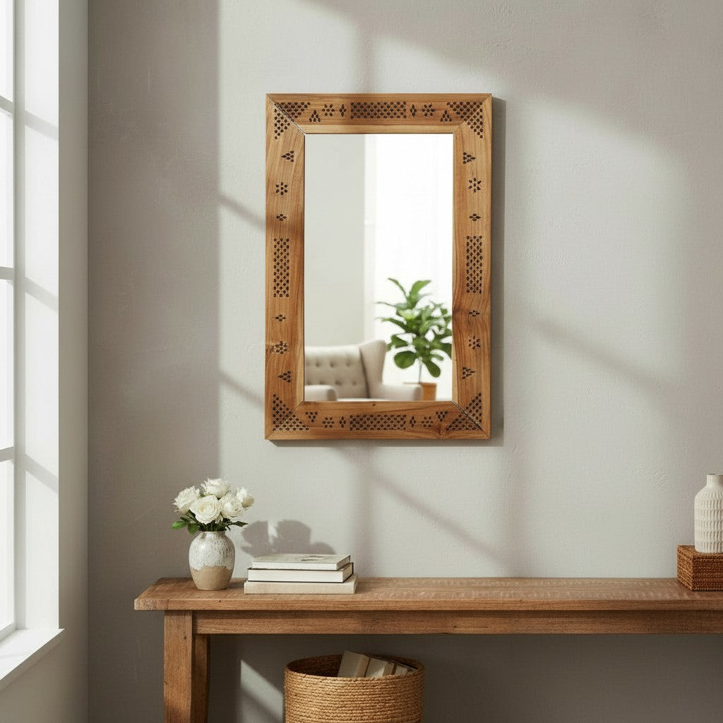 Specchio da parete in teak