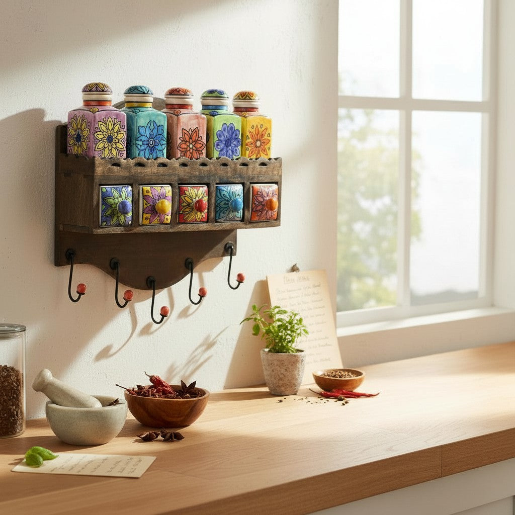 Hängemöbel mit Gewürzflaschen
