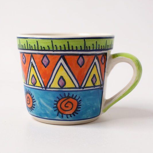 Kaffeetasse handgemalt - Bunte Keramiktasse 450ml