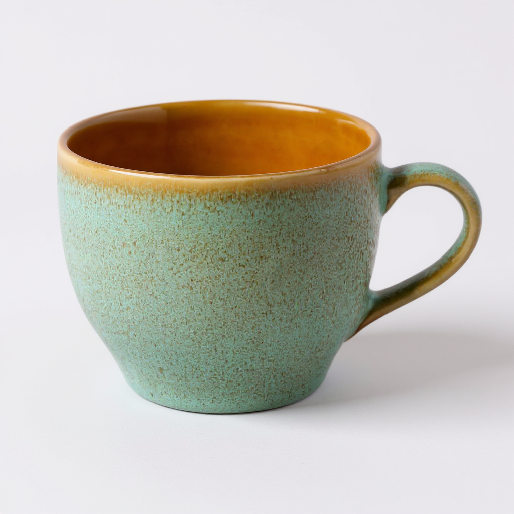 Tasse Grün Studiopottery handgefertigt Keramik grün-braun