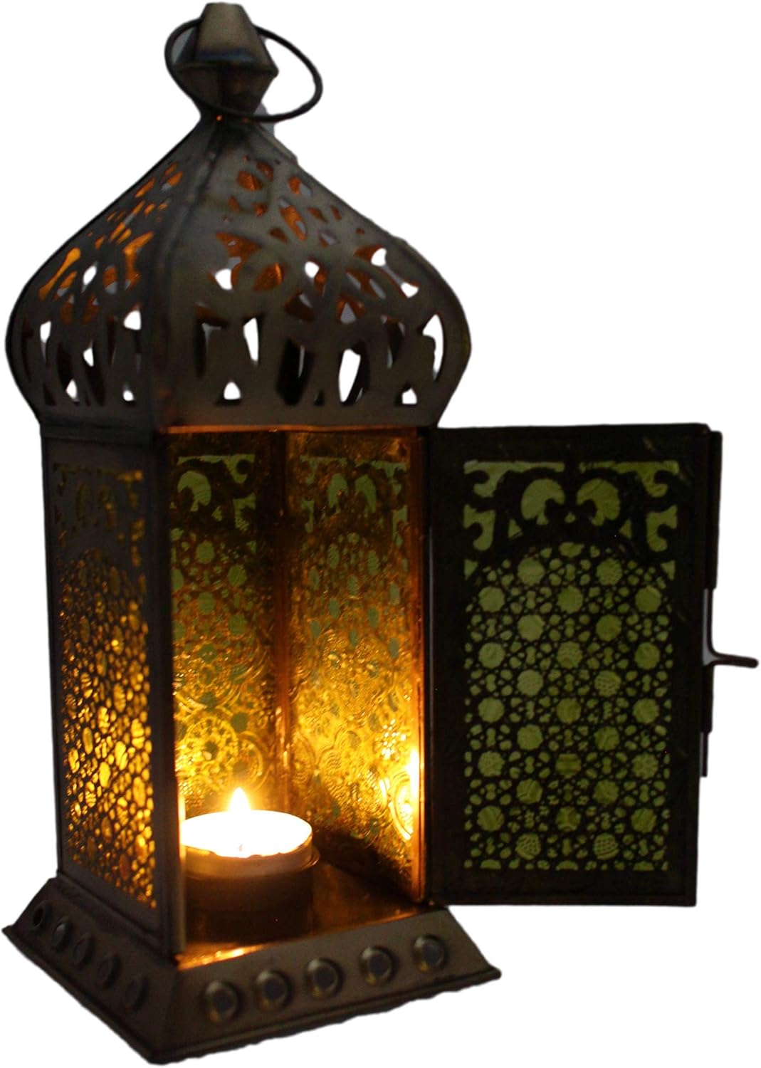 Orientalische Laterne Gold mit Glas – Teelichtlaterne