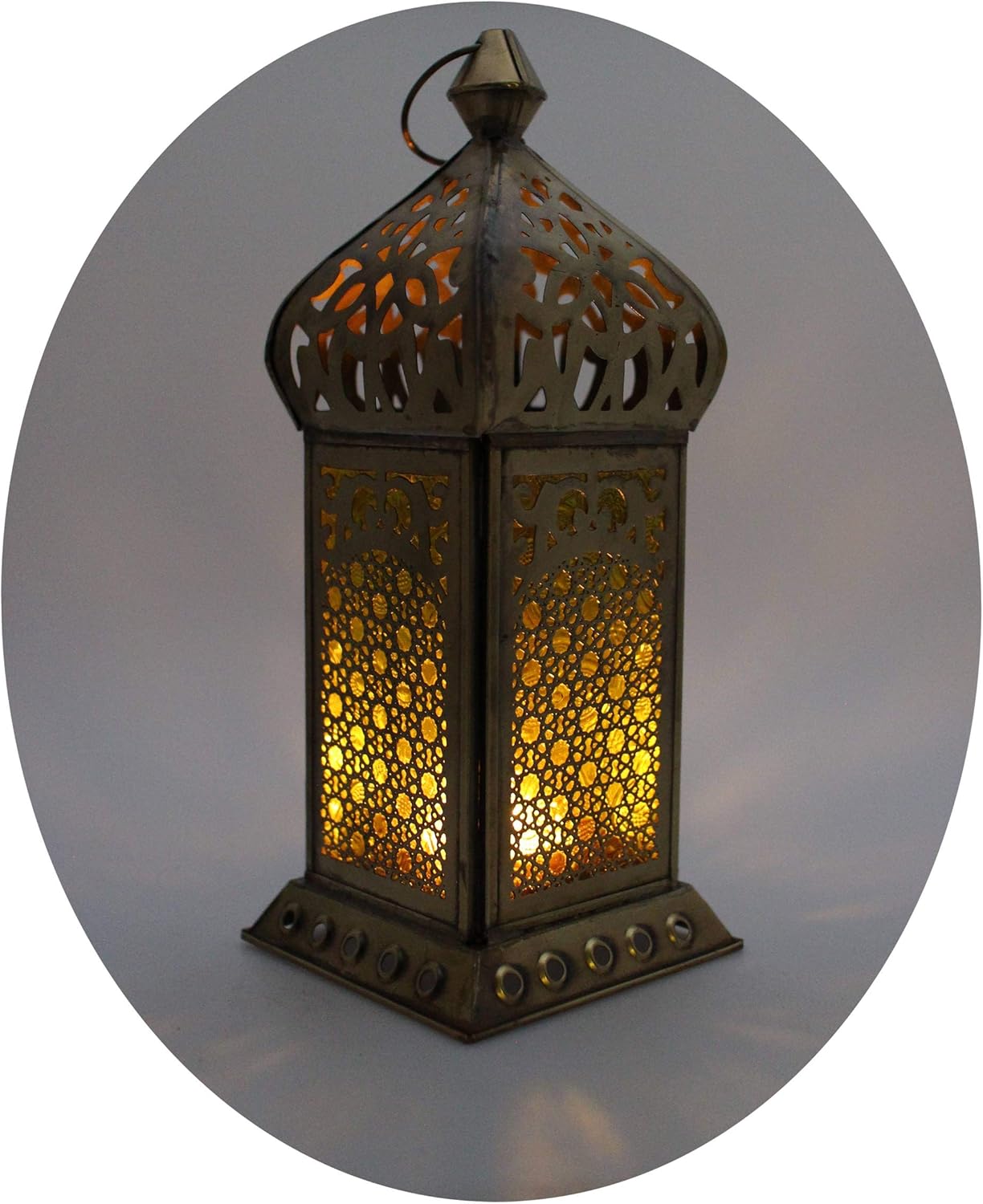 Orientalische Laterne Gold mit Glas – Teelichtlaterne