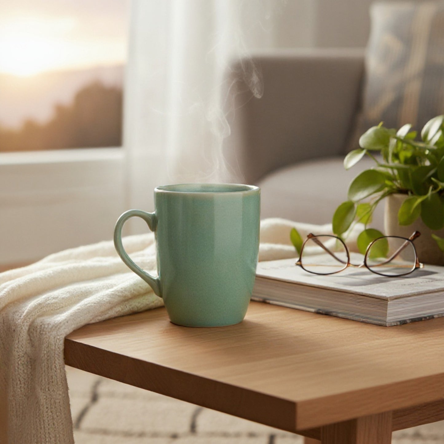 Mug turquoise, céramique d'atelier, fait main