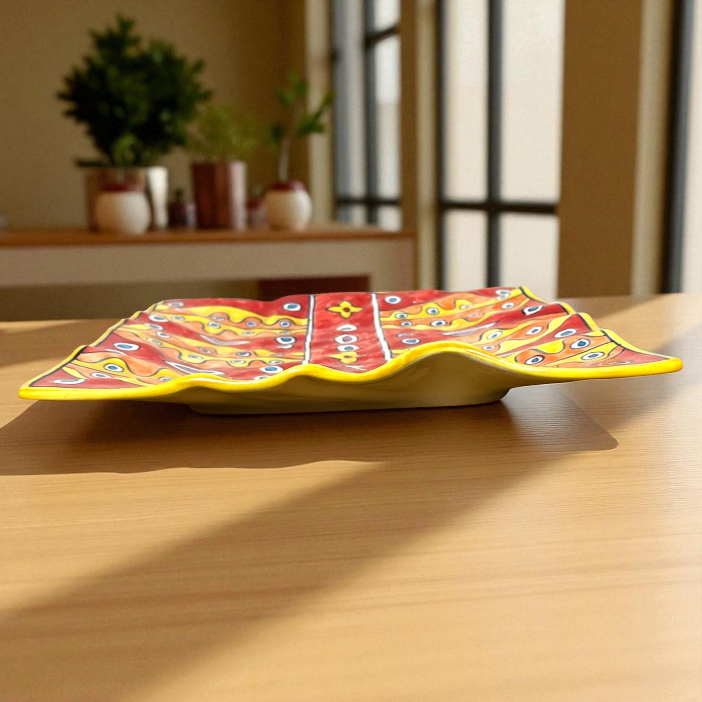 Grande piatto da portata quadrato ondulato