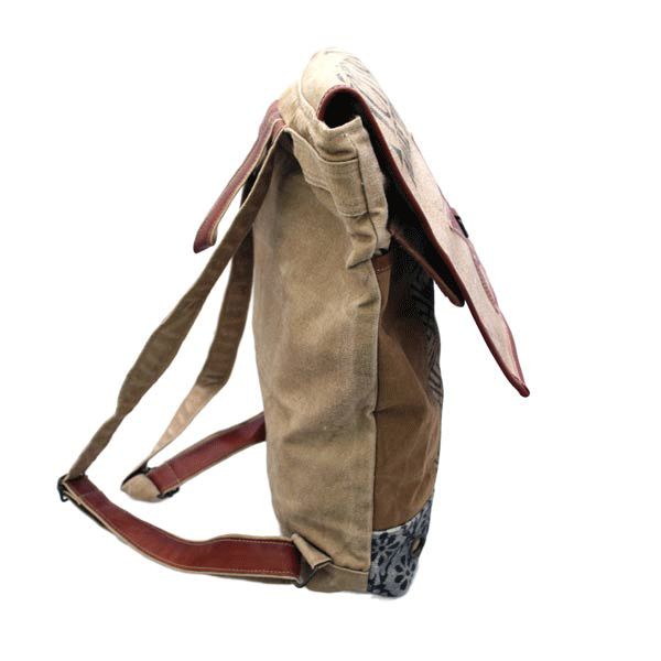 Canvas backpack leather