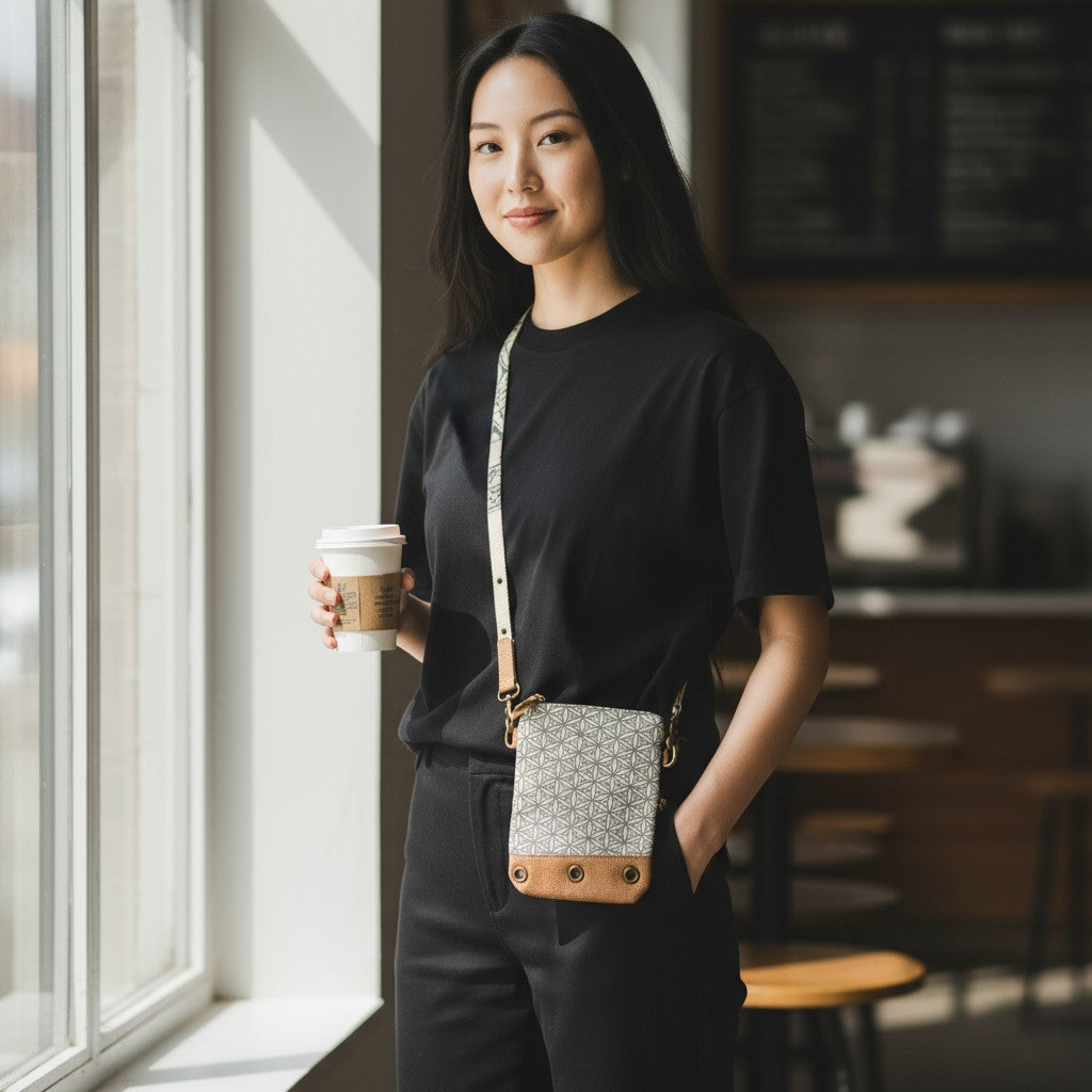 Canvas Umhängetasche mit Leder